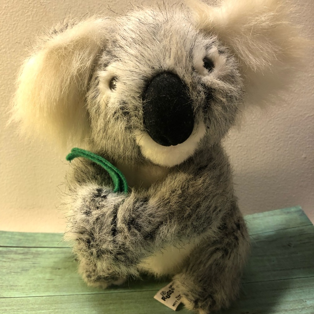 Russ Caress Soft Pets “Kozmo” The Koala Bear 8”White And Gray